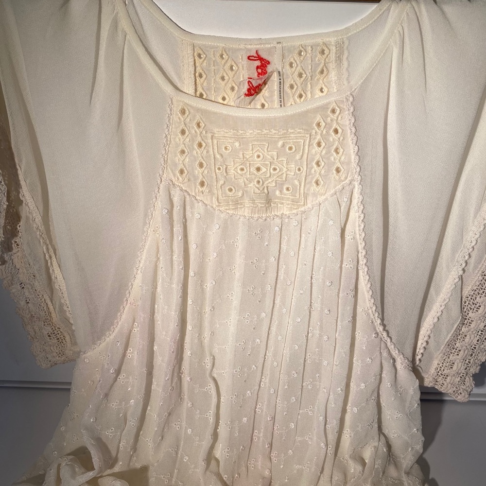 Free people Ivory Romantic Boho Blouse